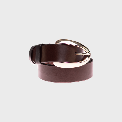 Pasek MINIMAL Light Gold brown leather