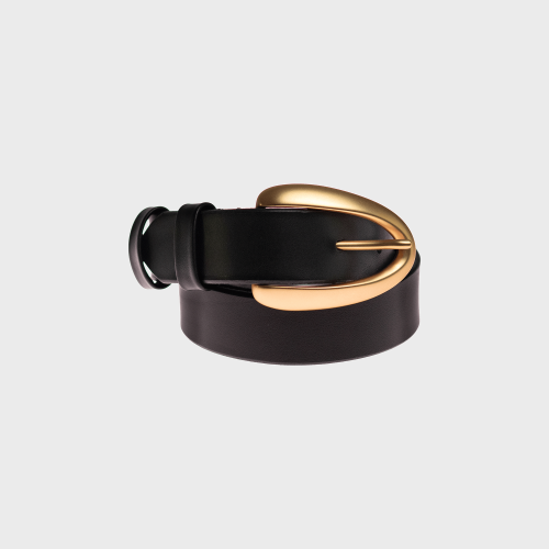 Pasek MINIMAL Pearl Gold black leather