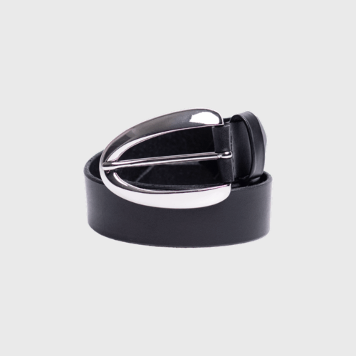 Pasek MINIMAL silver black leather