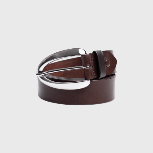 Pasek MINIMAL Silver brown leather